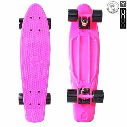 Скейтборд виниловый Y-Scoo Fishskateboard 22" 401-P с сумкой, розовый 
